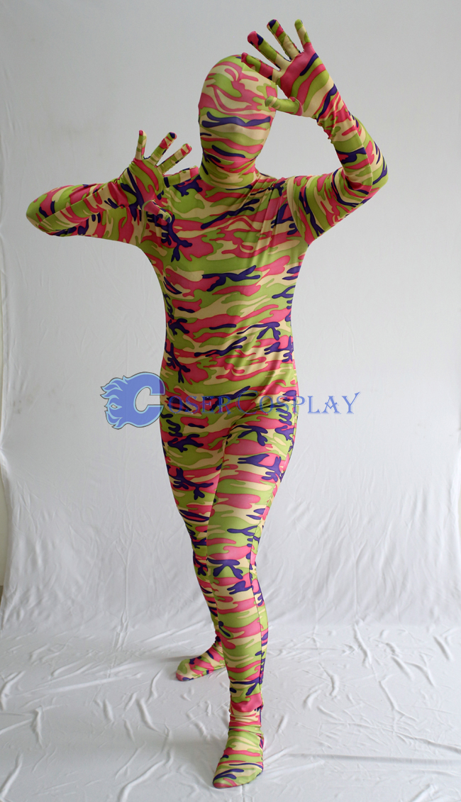 Pink Green Camouflage Zentai Suits